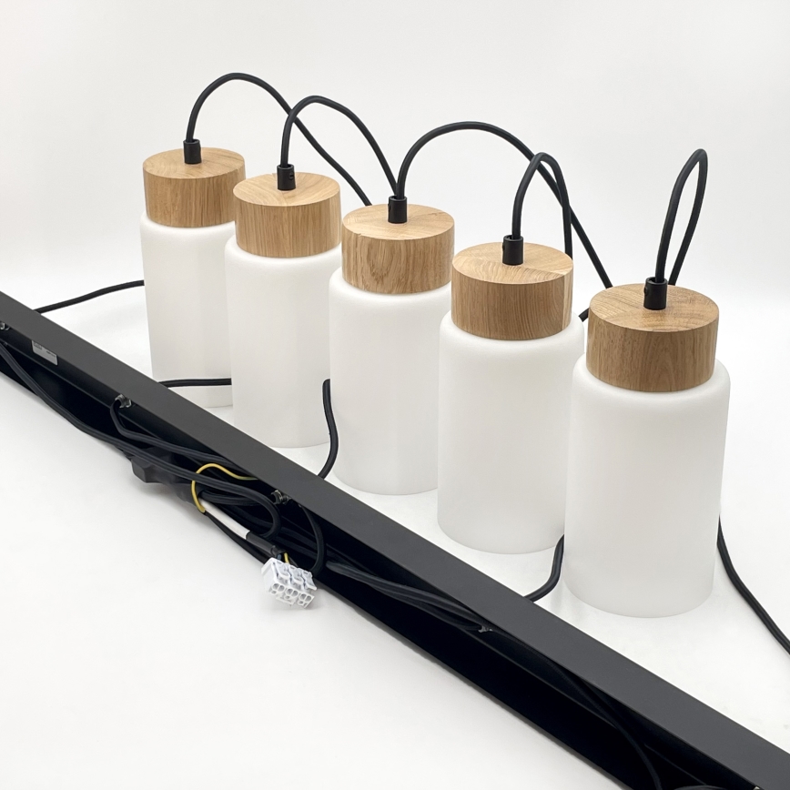 Lámpara colgante con cable MARKUS 1xE27/15W/230V negro/roble