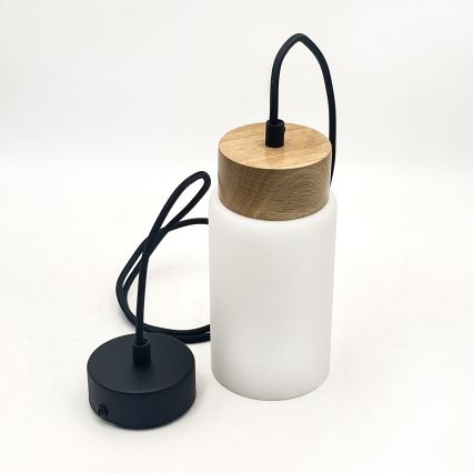 Lámpara colgante con cable MARKUS 1xE27/15W/230V negro/roble