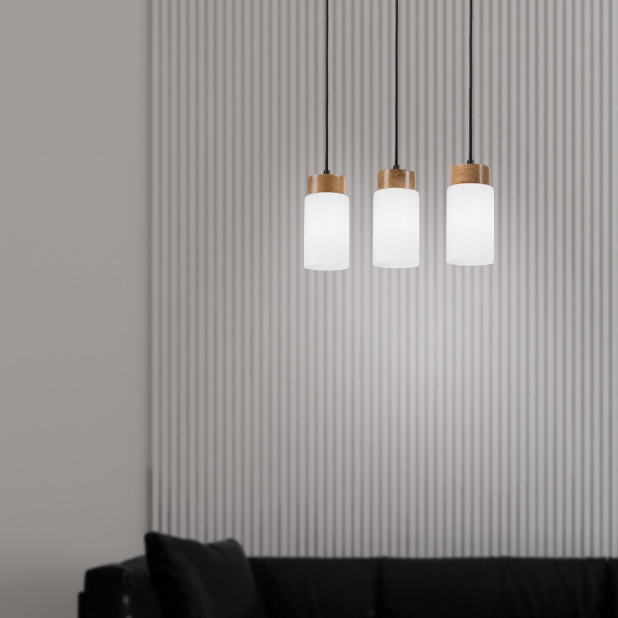 Lámpara colgante con cable MARKUS 3xE27/15W/230V negro/roble