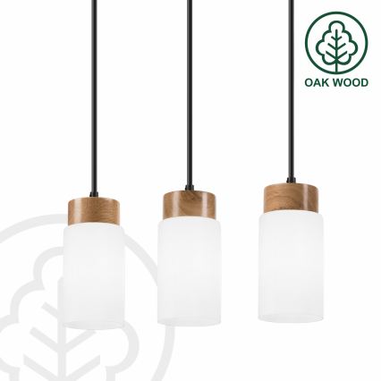 Lámpara colgante con cable MARKUS 3xE27/15W/230V negro/roble