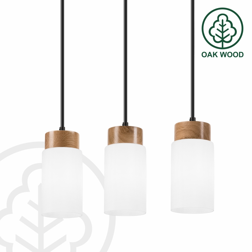 Lámpara colgante con cable MARKUS 3xE27/15W/230V negro/roble