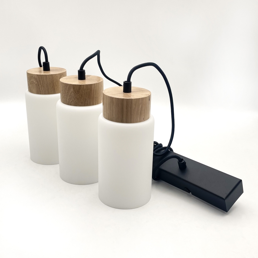 Lámpara colgante con cable MARKUS 3xE27/15W/230V negro/roble