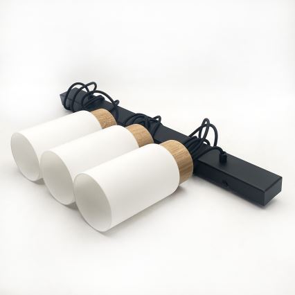 Lámpara colgante con cable MARKUS 3xE27/15W/230V negro/roble