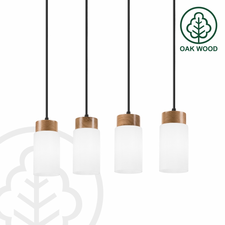 Lámpara colgante con cable MARKUS 4xE27/15W/230V negro/roble