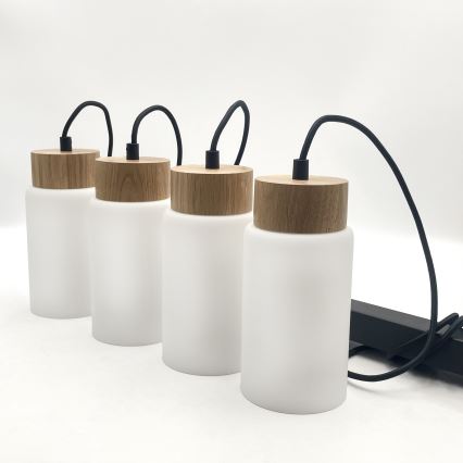 Lámpara colgante con cable MARKUS 4xE27/15W/230V negro/roble