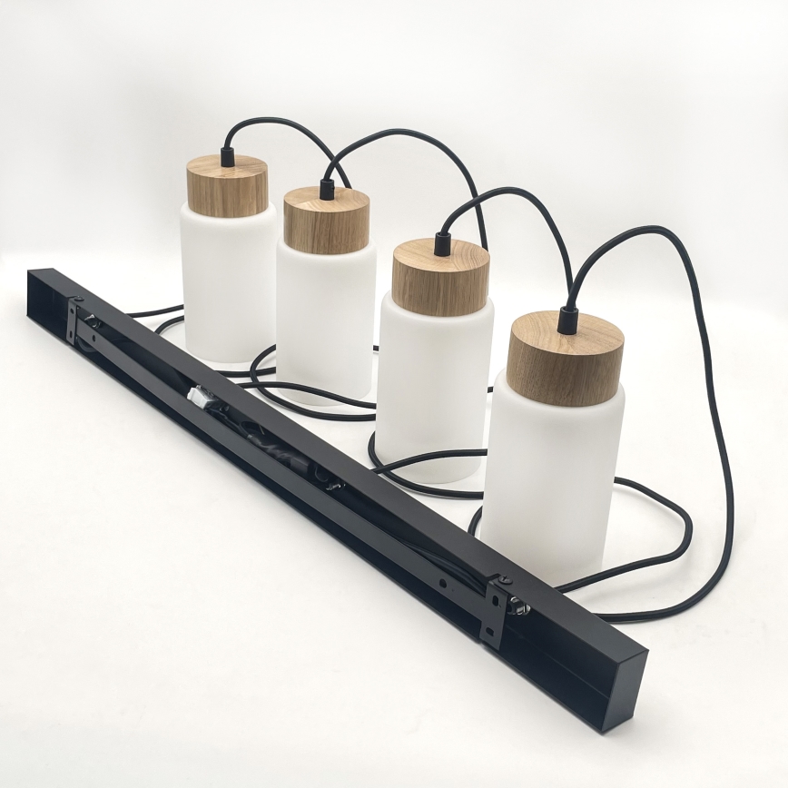 Lámpara colgante con cable MARKUS 4xE27/15W/230V negro/roble