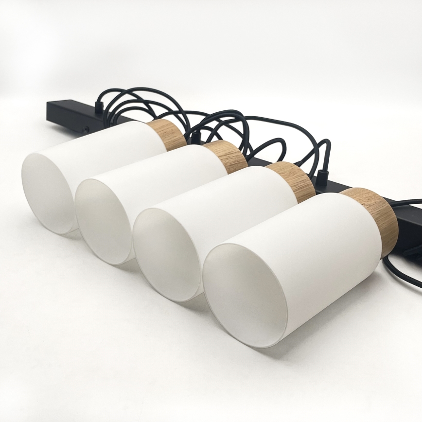 Lámpara colgante con cable MARKUS 4xE27/15W/230V negro/roble