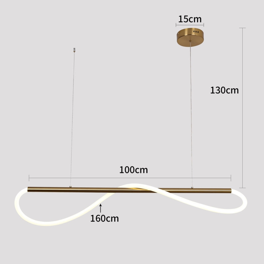 Lámpara colgante con cable MELECA LED/24W/230V 3000/4000/6000K 100 cm dorada