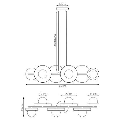 Lámpara colgante con cable MODELO 6xG9/8W/230V blanca
