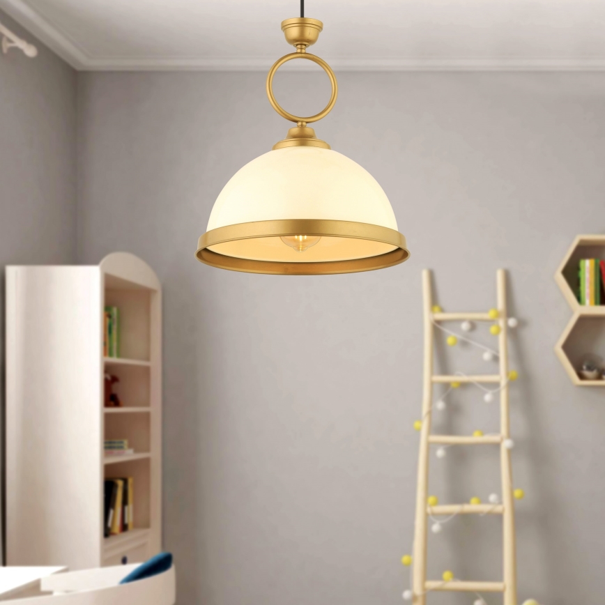 Lámpara colgante con cable MONZA 1xE27/40W/230V Ø 26 cm crema/bronce