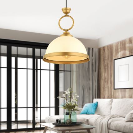 Lámpara colgante con cable MONZA 1xE27/40W/230V Ø 26 cm crema/bronce