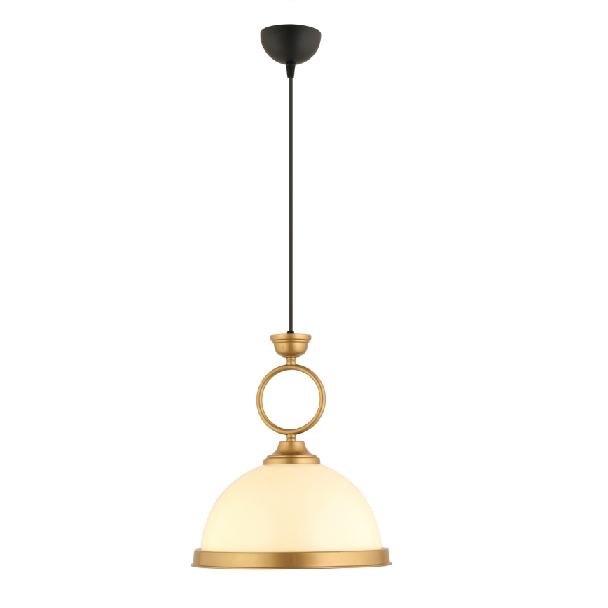 Lámpara colgante con cable MONZA 1xE27/40W/230V Ø 26 cm crema/bronce