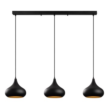 Lámpara colgante con cable MUBA 3xE27/40W/230V negra