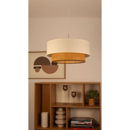 Lámpara colgante con cable NATIA 1xE27/60W/230V Ø 45 cm blanco/marrón