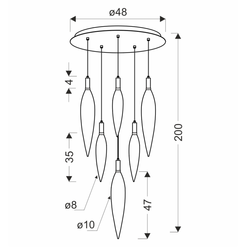 Lámpara colgante con cable NORDIC 11xG9/5W/230V negra