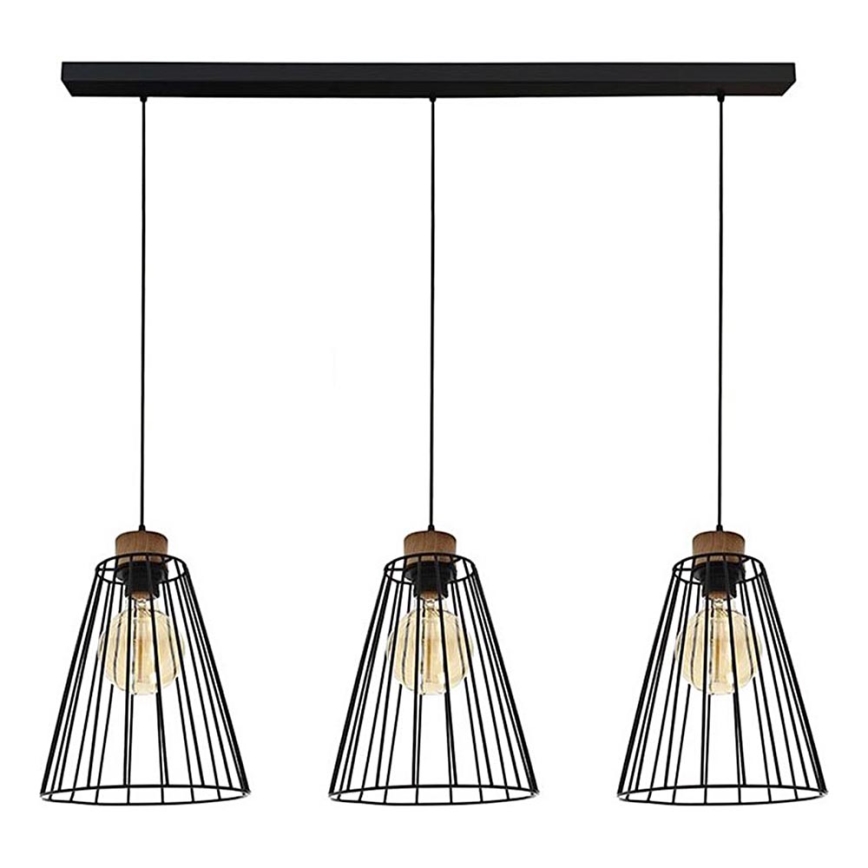 Lámpara colgante con cable ORAZIO 3xE27/60W/230V pino