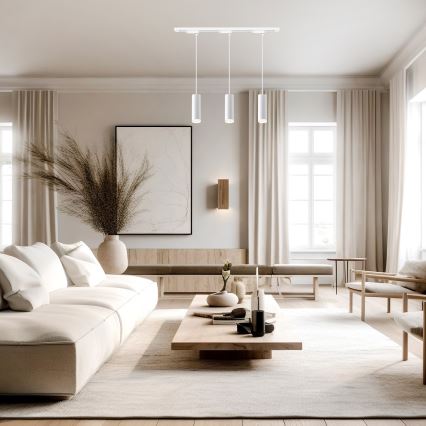 Lámpara colgante con cable para el sistema de riel PIPE 3xGU10/10W/230V, blanca