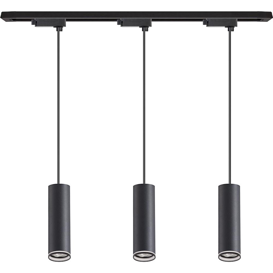 Lámpara colgante con cable para sistema de riel PIPE 3xGU10/10W/230V, negra