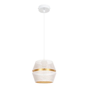 Lámpara colgante con cable PARIS 1xE27/60W/230V blanco/dorado