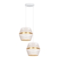 Lámpara colgante con cable PARIS 2xE27/60W/230V blanco/dorado