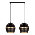 Lámpara colgante con cable PARIS 2xE27/60W/230V negro/dorado
