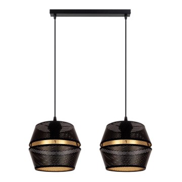 Lámpara colgante con cable PARIS 2xE27/60W/230V negro/dorado