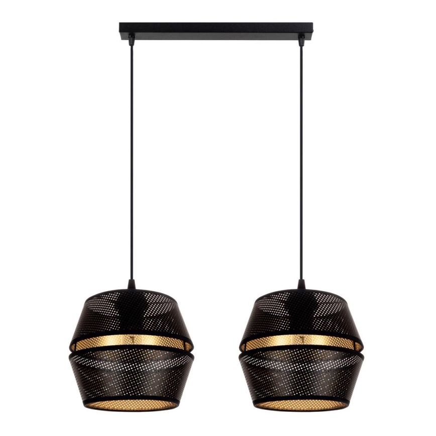 Lámpara colgante con cable PARIS 2xE27/60W/230V negro/dorado