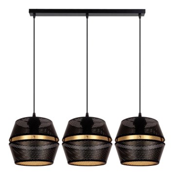 Lámpara colgante con cable PARIS 3xE27/60W/230V negro/dorado