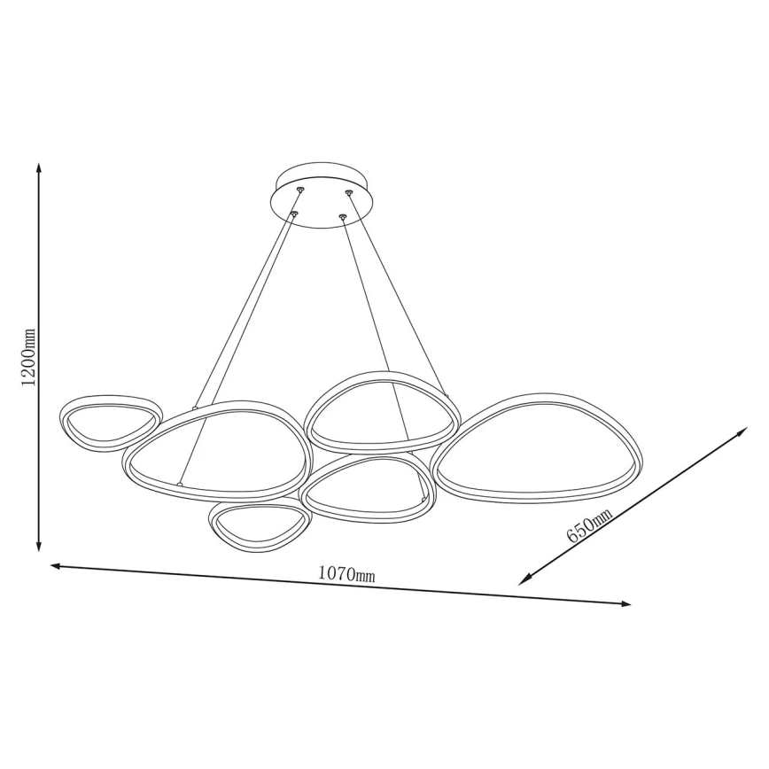 Lámpara colgante con cable PETRA LED/58W/230V 4000K negra