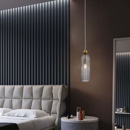 Lámpara colgante con cable PIEGA 1xE14/40W/230V latón/negro ahumado