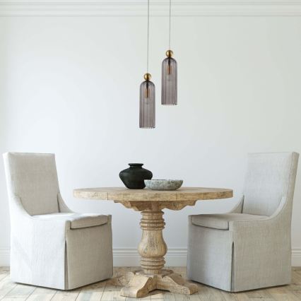 Lámpara colgante con cable PIEGA 1xE14/40W/230V latón/negro ahumado