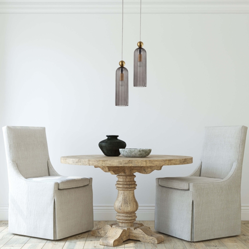 Lámpara colgante con cable PIEGA 1xE14/40W/230V latón/negro ahumado