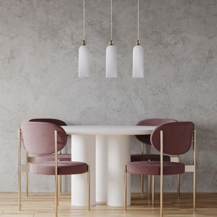 Lámpara colgante con cable PIEGA 3xE14/40W/230V latón/blanco