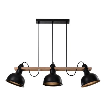 Lámpara colgante con cable RENO 3xE27/40W/230V negro/marrón