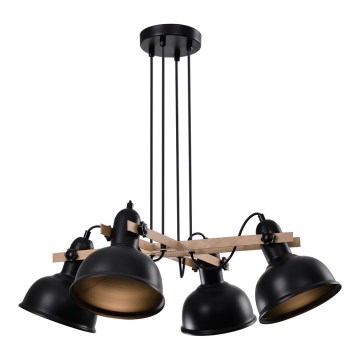 Lámpara colgante con cable RENO 4xE27/40W/230V negro/marrón