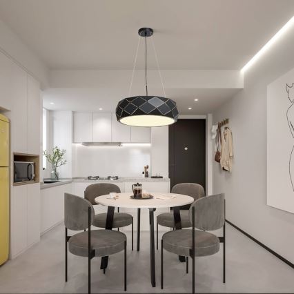 Lámpara colgante con cable REUS 3xE27/40W/230V Ø 47 cm negra