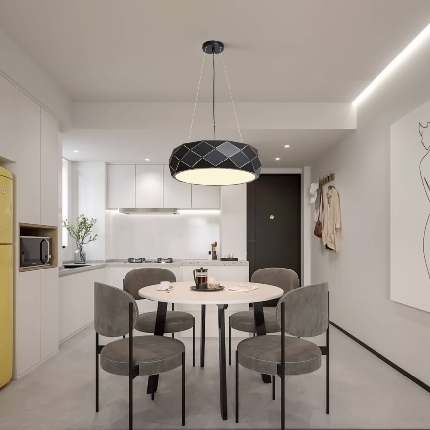 Lámpara colgante con cable REUS 3xE27/40W/230V Ø 47 cm negra