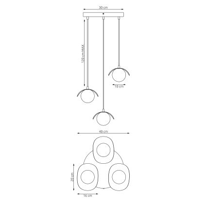 Lámpara colgante con cable RITUAL 3xG9/8W/230V blanca