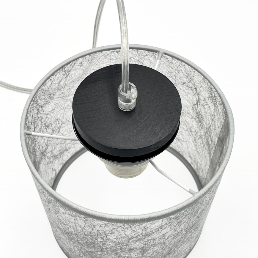 Lámpara colgante con cable ROSA 1xE27/60W/230V negra/gris