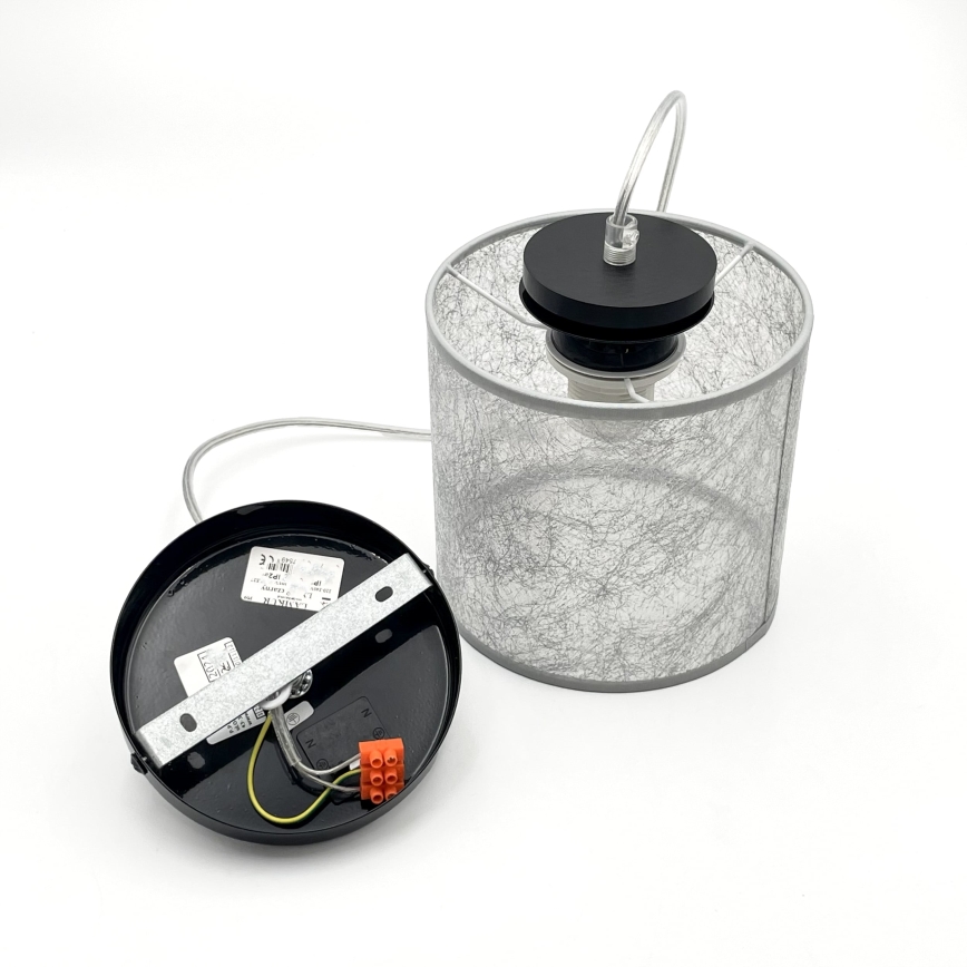 Lámpara colgante con cable ROSA 1xE27/60W/230V negra/gris