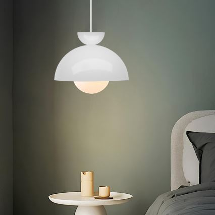 Lámpara colgante con cable SALVA 1xE27/15W/230V blanca