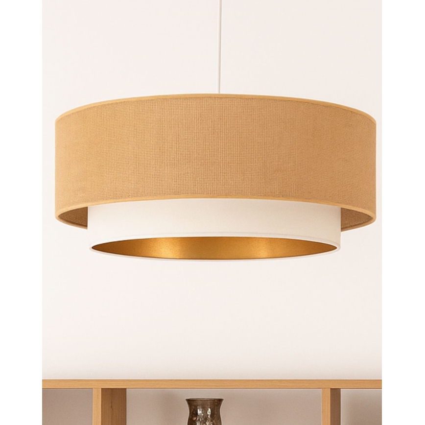 Lámpara colgante con cable SARTA 1xE27/60W/230V diámetro 45 cm blanco/yute