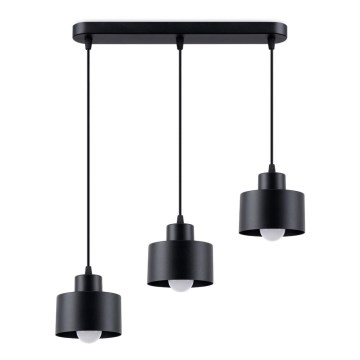 Lámpara colgante con cable SAVAR 3xE27/60W/230V negro