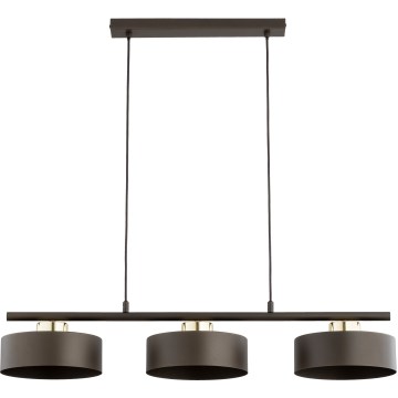 Lámpara colgante con cable SELIA 3xE27/15W/230V marrón