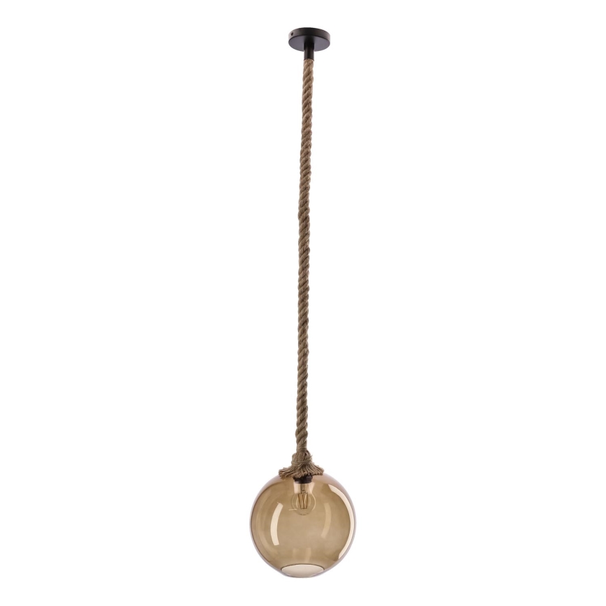 Lámpara colgante con cable SHEDON 1xE27/40W/230V beige ahumado