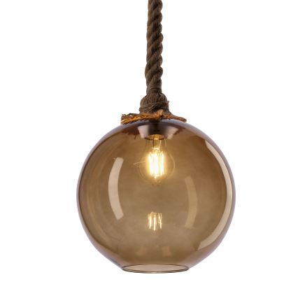 Lámpara colgante con cable SHEDON 1xE27/40W/230V beige ahumado
