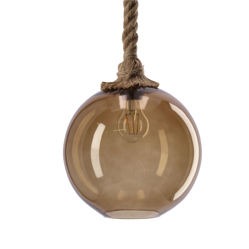 Lámpara colgante con cable SHEDON 1xE27/40W/230V beige ahumado