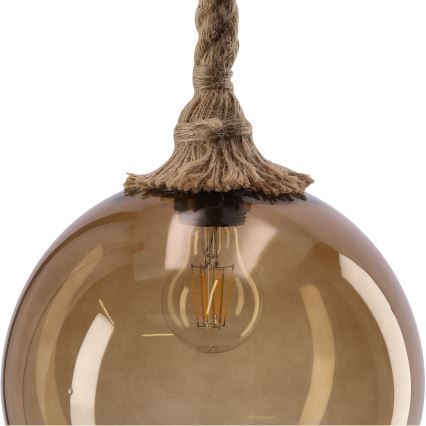 Lámpara colgante con cable SHEDON 1xE27/40W/230V beige ahumado