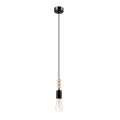 Lámpara colgante con cable SIMON 1xE27/60W/230V negro/haya
