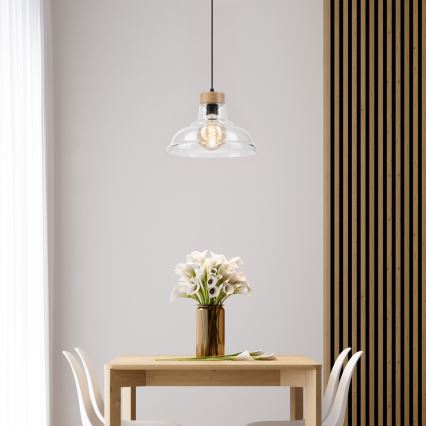 Lámpara colgante con cable SINGLE 1xE27/60W/230V, diámetro 28 cm, roble